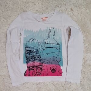 Joe Fresh, Long Sleeve Tee White and Blue, Girls, Size 6, Small